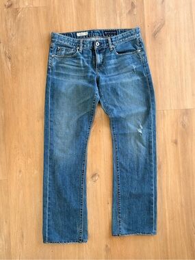 AG Adriano Goldschmied Blue Straight-Leg Jeans